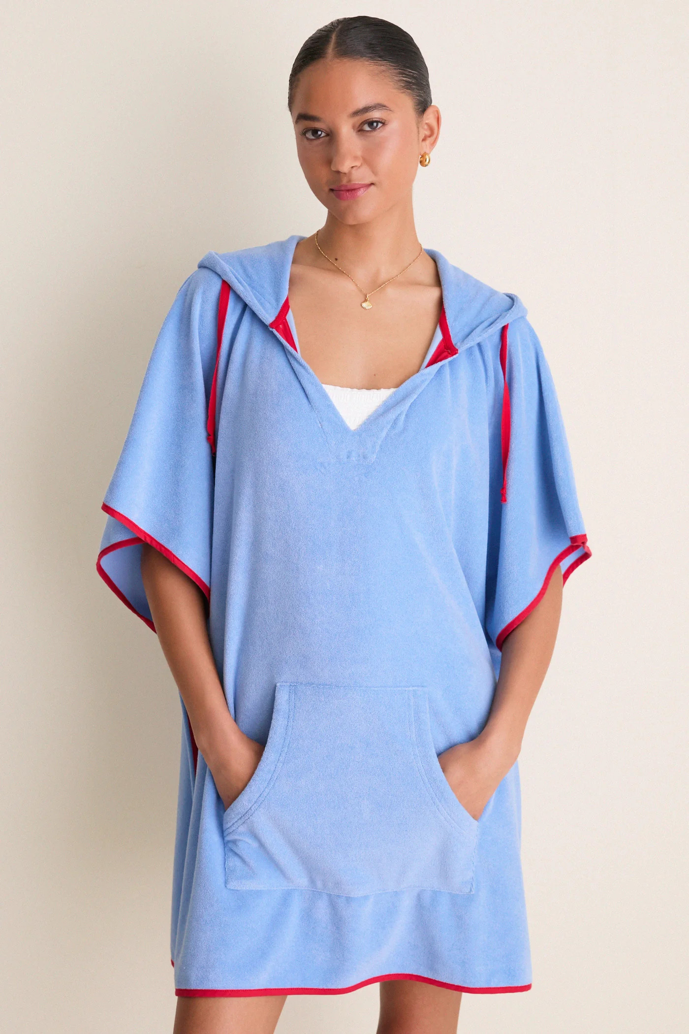 Powder Blue and Poppy Terrycloth Cabana Coverup | Tuckernuck (US)