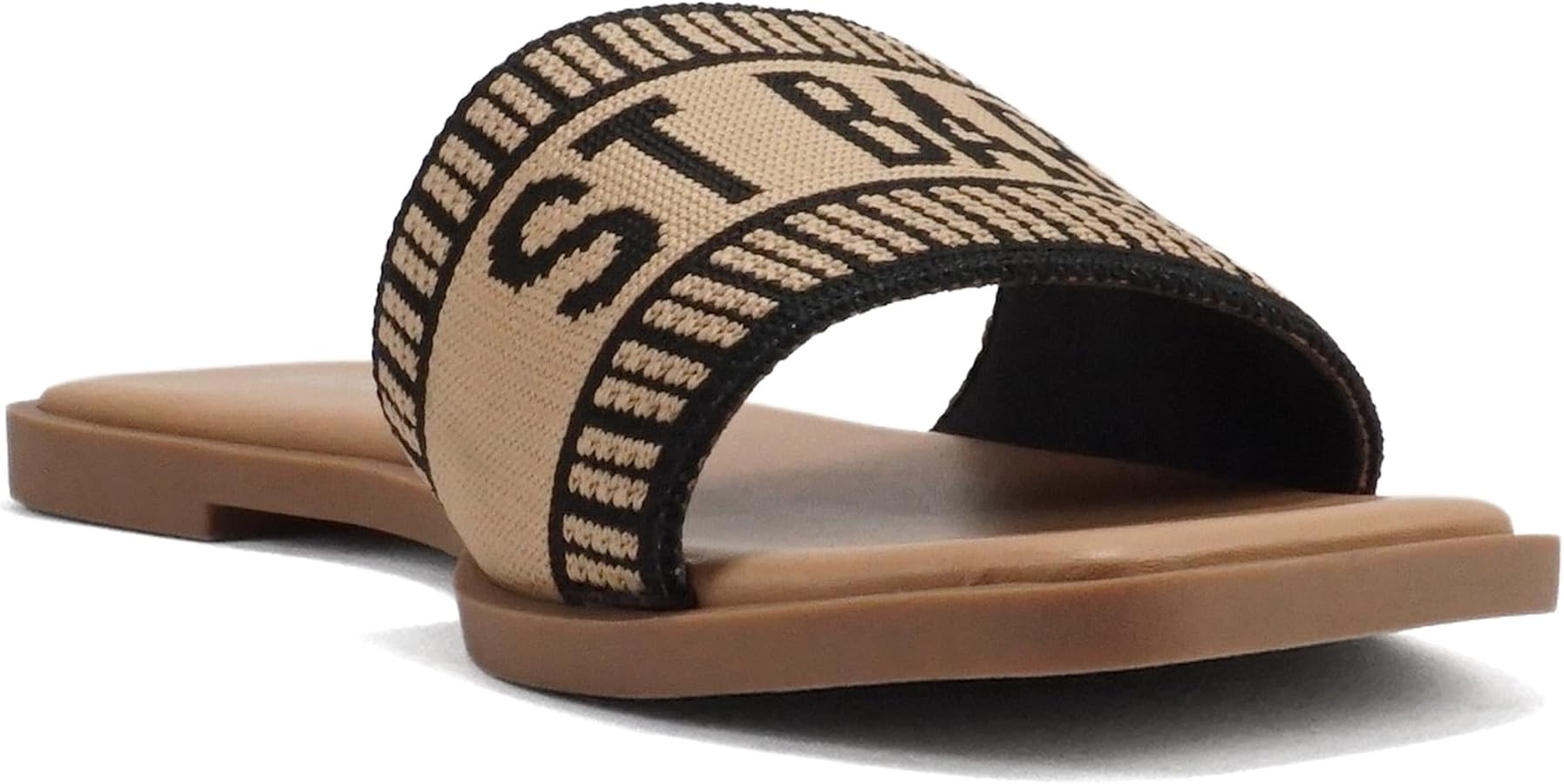 Soda “FLAIR” ~ Women Square Open Toe Single Embroider Band Slip-On Flat Summer Resort Sandal | Amazon (US)