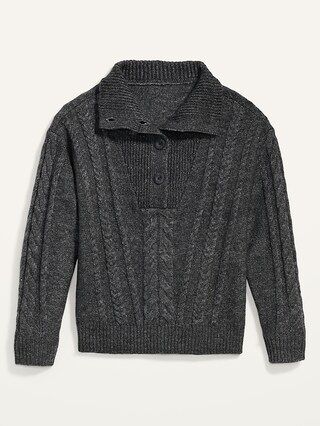 Heathered Button-Front Cable-Knit Sweater for Women | Old Navy (US)