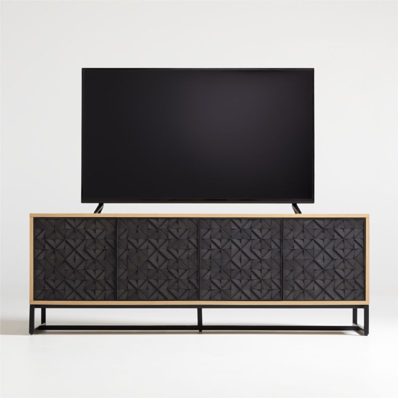 Renard 68" Carved Media Console + Reviews | Crate and Barrel | Crate & Barrel