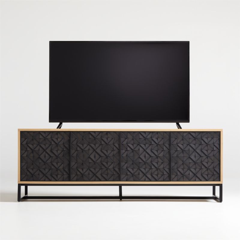 Renard 68" Carved Media Console/TV Stand with Storage + Reviews | Crate & Barrel | Crate & Barrel