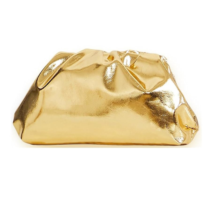 Huralona Dressy Pleated Vegan Leather Clutch Ruched Bag Purse Metallic PU Clutch Cloud Dumpling B... | Amazon (US)