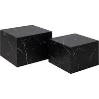 Dice Square Coffee Table Set in Black Marble Marquina | Debenhams UK