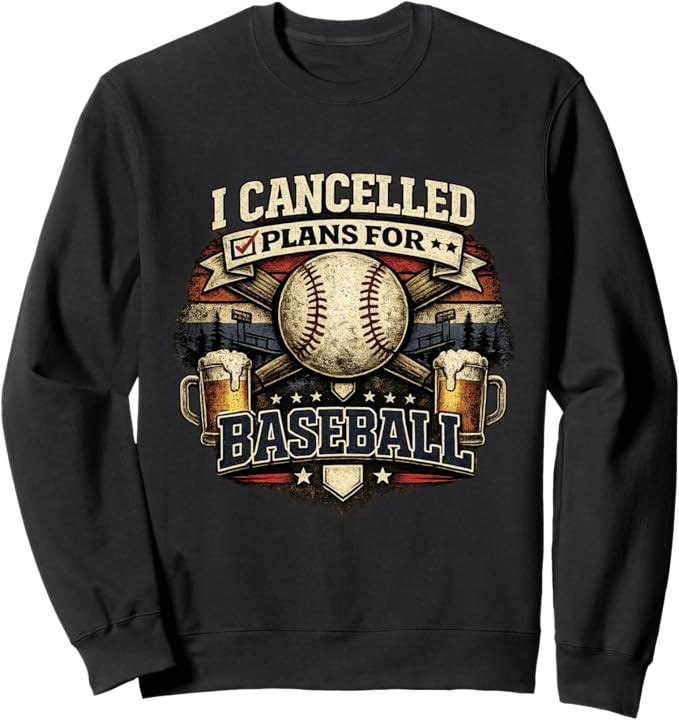 I Cancelled Plans For Baseball Vintage Retro Graphic Sweatshirt | Amazon (US)