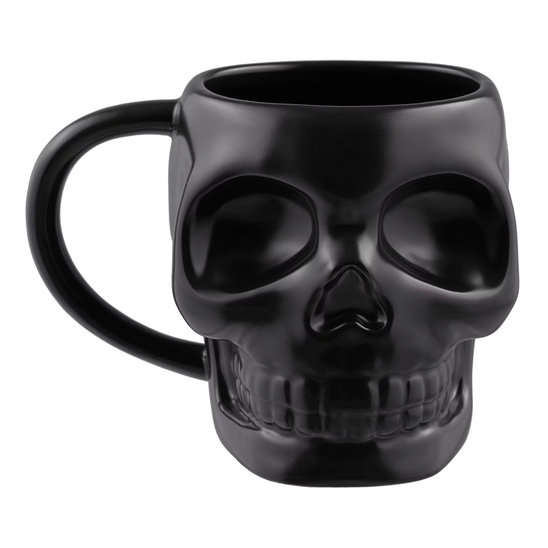 Way to Celebrate 18.25-Oz Black Skull-Shaped Glazed Ceramic Mug - Walmart.com | Walmart (US)