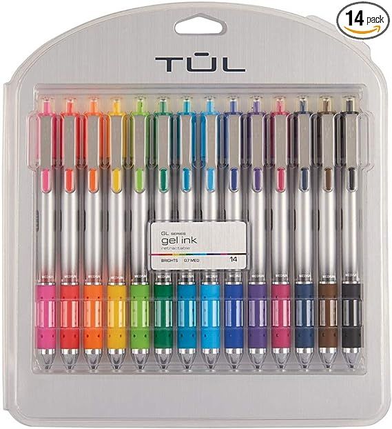 TUL Retractable Gel Pens, Bullet Point, 0.7 mm, Gray Barrel, Assorted Standard and Bright Ink Col... | Amazon (US)