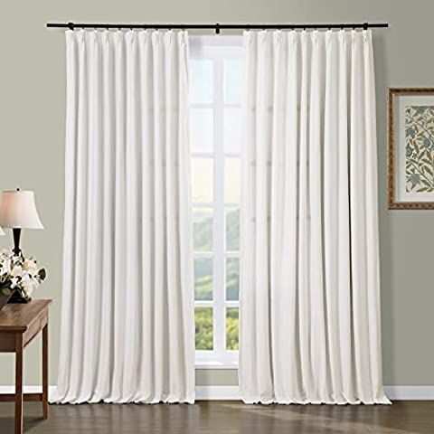 TWOPAGES 52 W x 120 L inch Pinch Pleat Darkening Drape Faux Linen Curtain with Blackout Lining Dr... | Amazon (US)