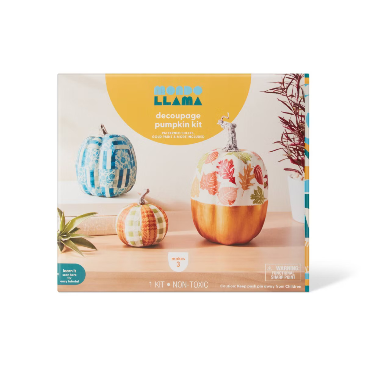 3ct Halloween Craft Decoupage Pumpkin Decorating Kit - Mondo Llama™ | Target