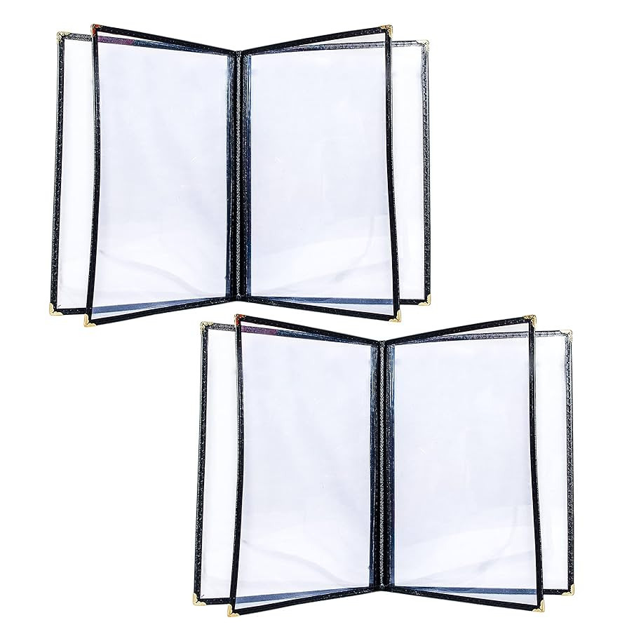 Restaurant Menu Covers 8.5 x 11 Inch, 4-Page 8-View Waterproof & Clear Plastic Menu Holders for B... | Amazon (US)