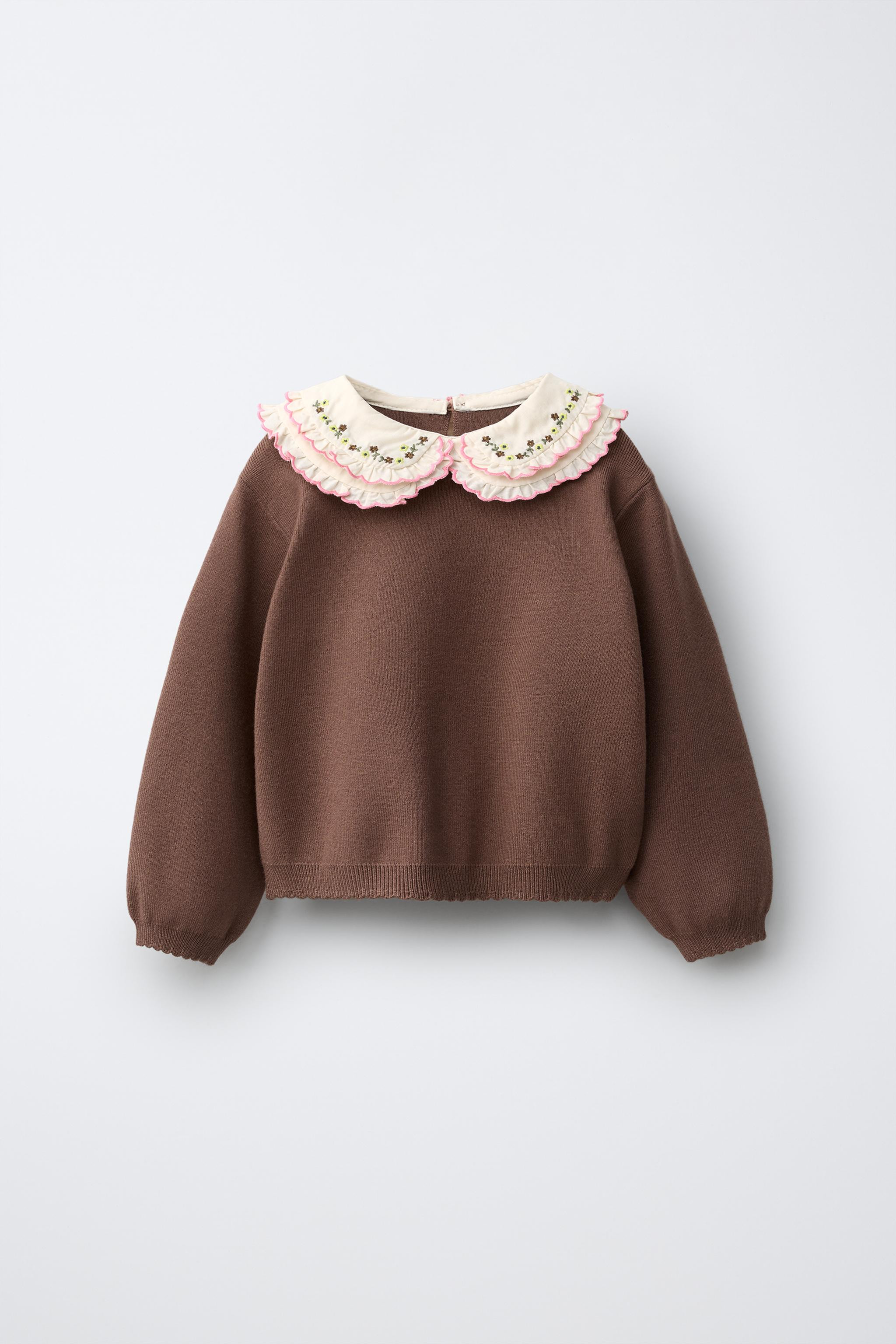 EMBROIDERED DOUBLE PETER PAN COLLAR JUMPER | Zara US