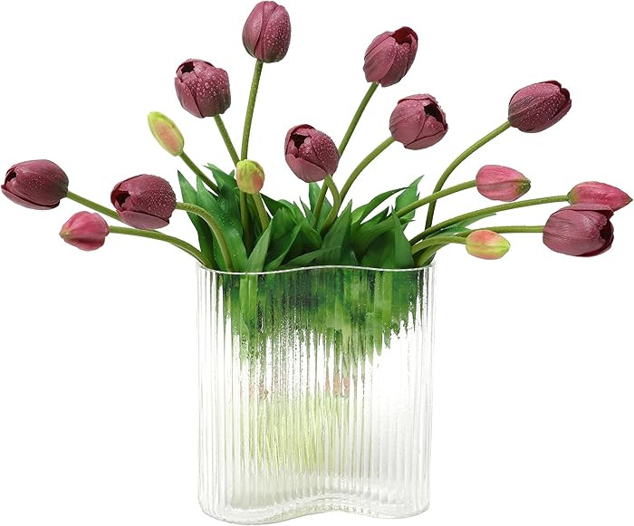 Artificial Tulips Flowers (15pcs, Purple), Real Touch Latex Bouquet for Home, Wedding, Table Cent... | Amazon (US)