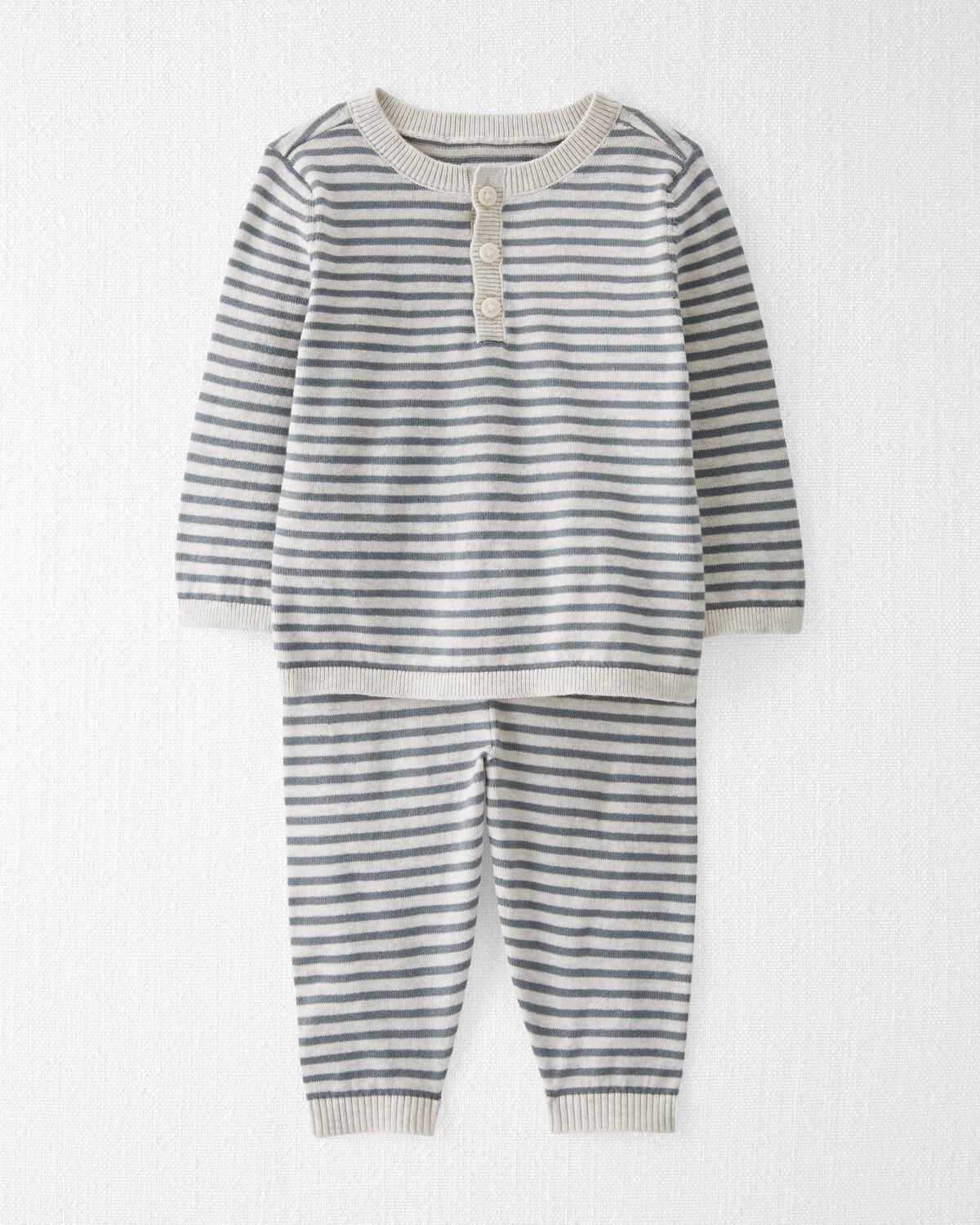 Grey Heather Baby Striped Organic Cotton Sweater Knit Set | carters.com | Carter's