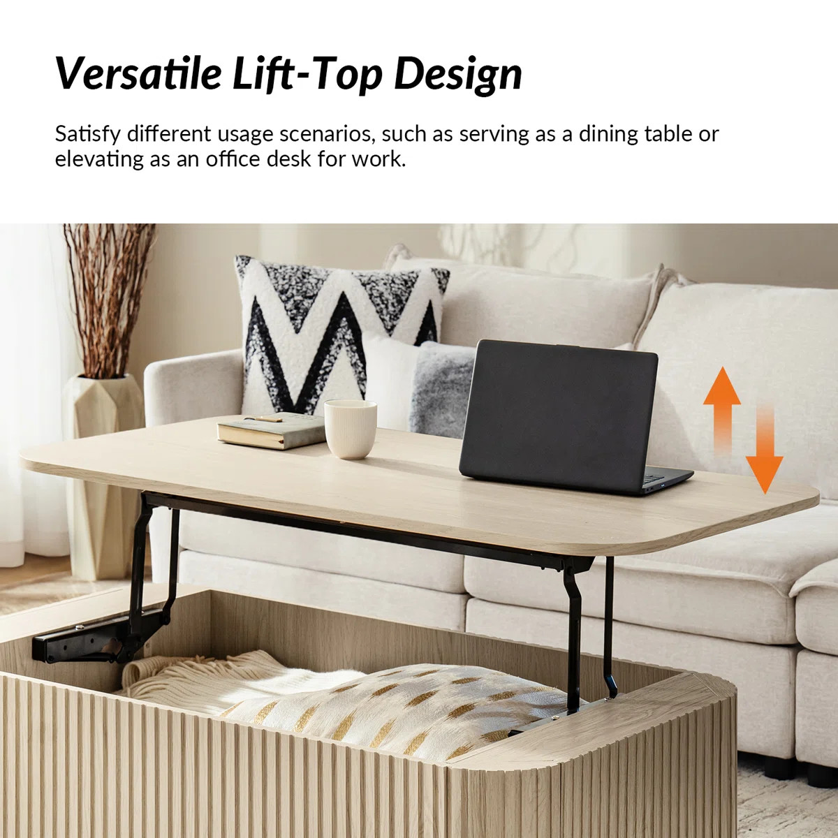 Lucrecia Modern 47.75"W Fluted Lift-Top Coffee Table WIth Storage | Wayfair North America
