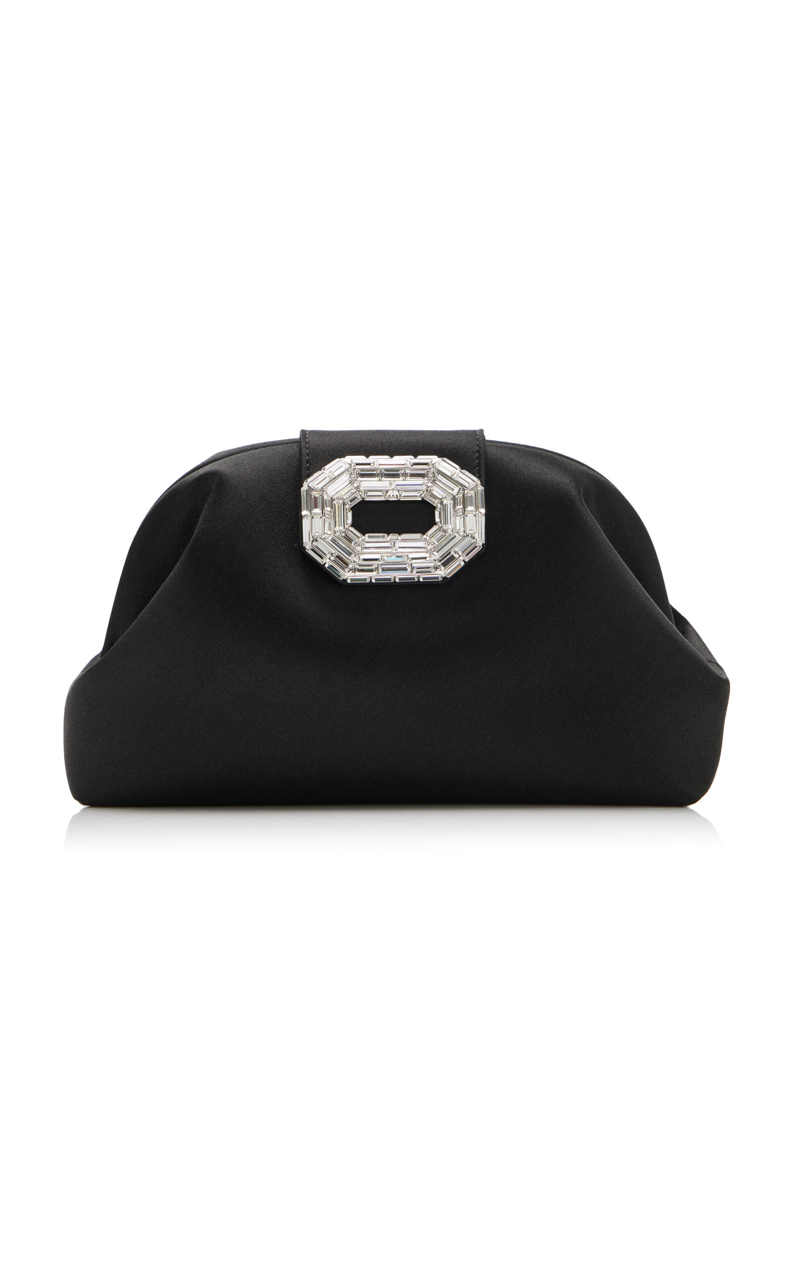 Amina Muaddi - Camelia Satin Clutch - Black - OS - Moda Operandi | Moda Operandi (Global)