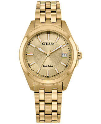 Eco-Drive Women's Peyten Gold-Tone Stainless Steel Bracelet Watch 33mm | Macy's