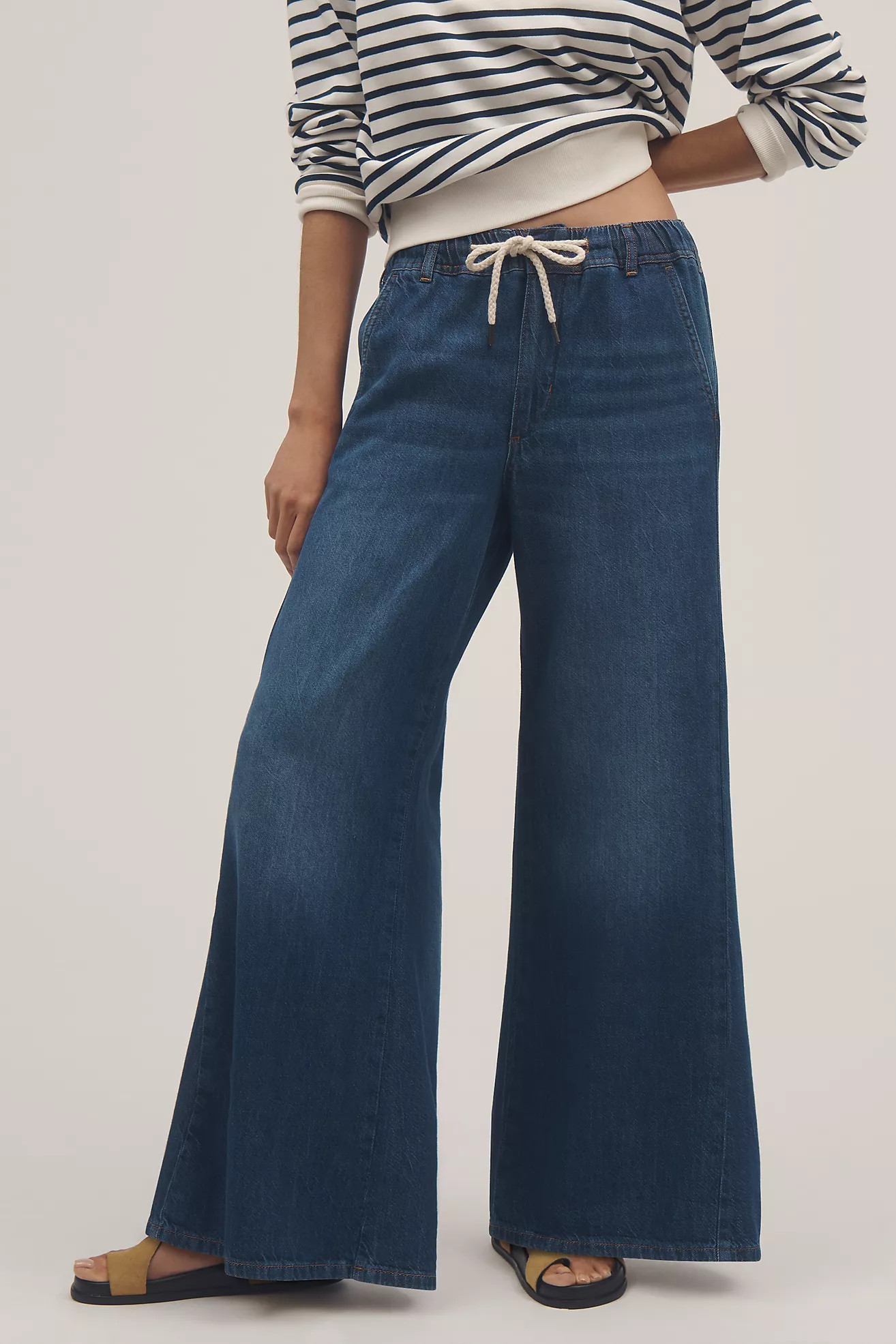 The Adi Pull-On Mid-Rise Flare Jeans by Pilcro | Anthropologie (US)