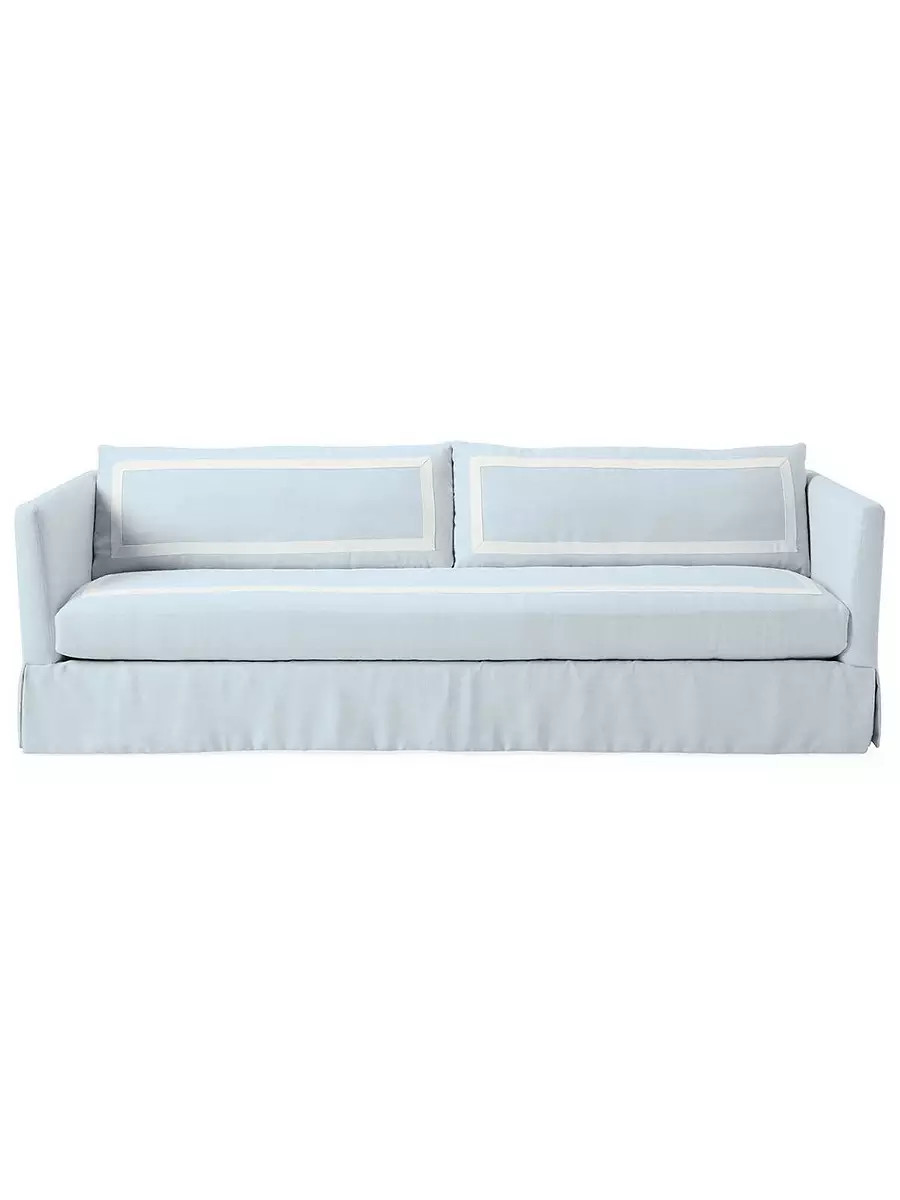 Cutler Sofa in Washed Linen with White Applied Border | Serena and Lily