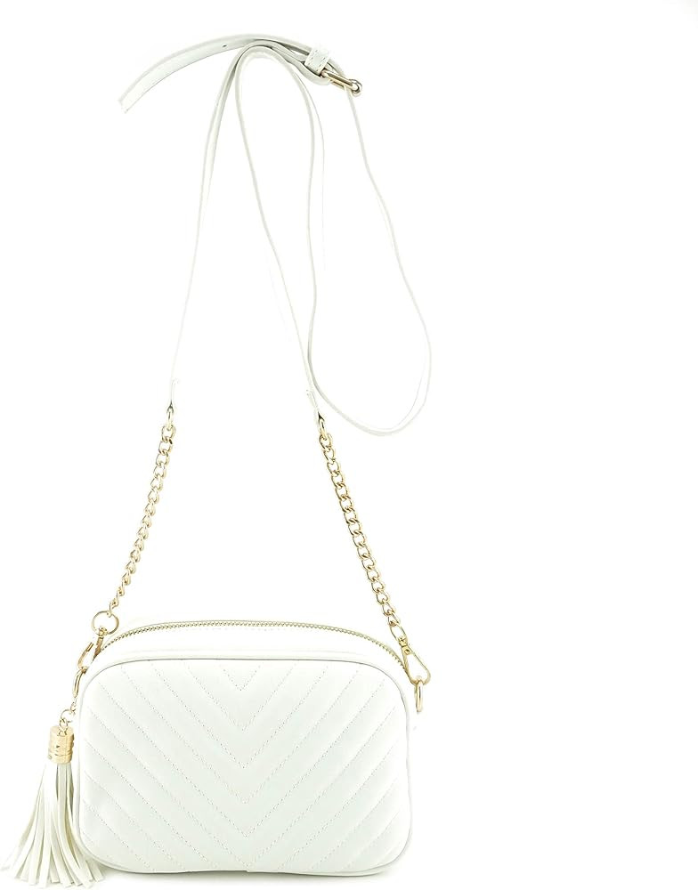 Simple Shoulder Crossbody Bag With Metal Chain Strap And Tassel Top Zipper | Amazon (US)