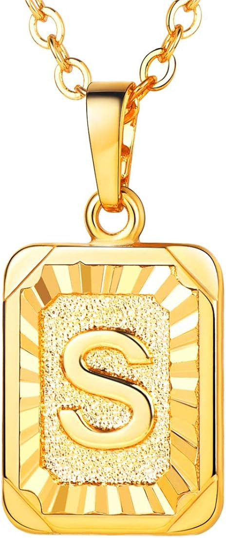 U7 Monogram Necklace A-Z 26 Letters Pendants 18K Gold/Platinum Plated Square Tiny Initial Necklac... | Amazon (US)