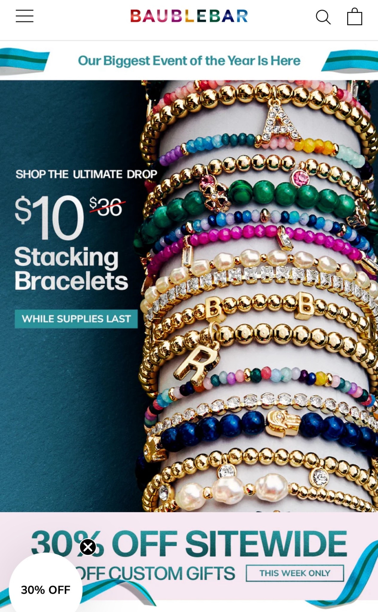 BAUBLEBAR!!
$10 stacking bracelets, 30% off sitewide, and 20% off custom gifts. The event will run from today 11/24 - 12/2.

$10 stacking bracelets (original price $36-$42, prices as marked)
30% off sitewide (promo auto applied in cart)
20% off custom gifts (promo auto applied in cart)

#LTKSaleAlert #LTKGiftGuide #LTKCyberWeek