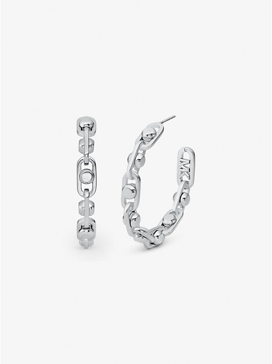 Astor Medium Precious Metal-Plated Brass Link Hoop Earrings | Michael Kors US