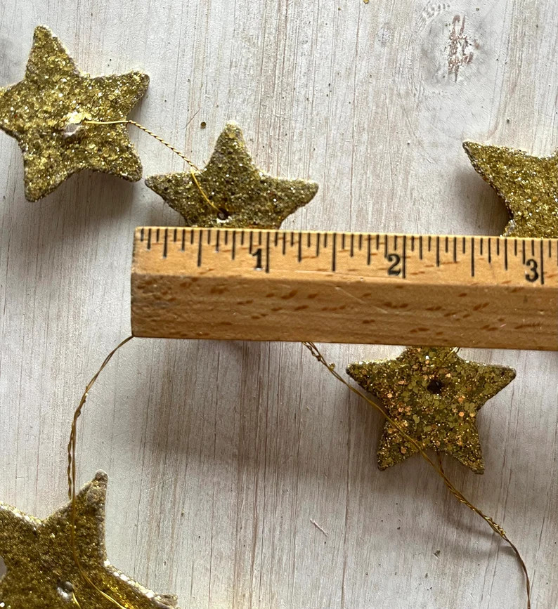 Gold Glitter Star Garland - 6 Foot Wired Holiday Decor - Etsy | Etsy (Global)