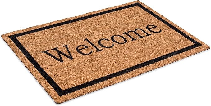 BIRDROCK HOME Welcome Coir Doormat - 24 x 36 Inch - Oversized Welcome Mat with Black Border and N... | Amazon (US)
