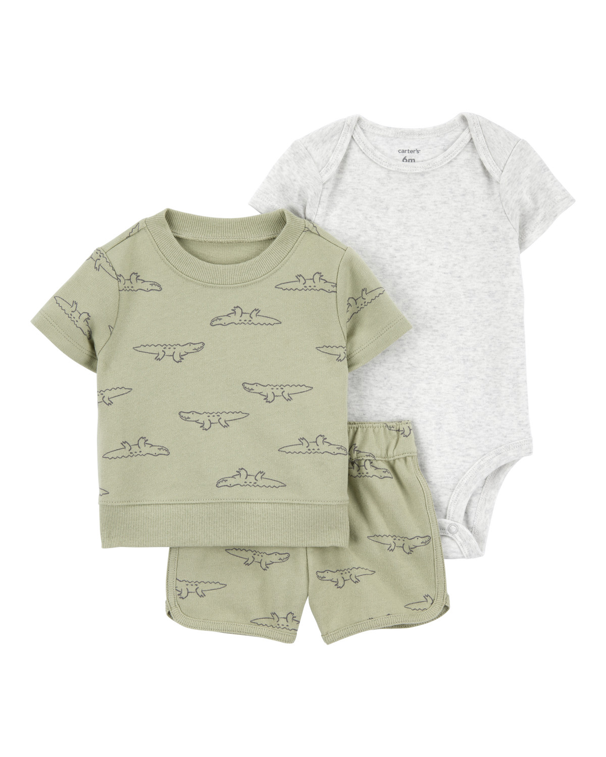 Baby 3-Piece Alligator Outfit Set - Green/Grey | Carter's Inc