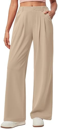IUGA Wide Leg Pants Woman Pull on Stretchy Work Dress Pants High Waisted Business Casual Trousers... | Amazon (US)