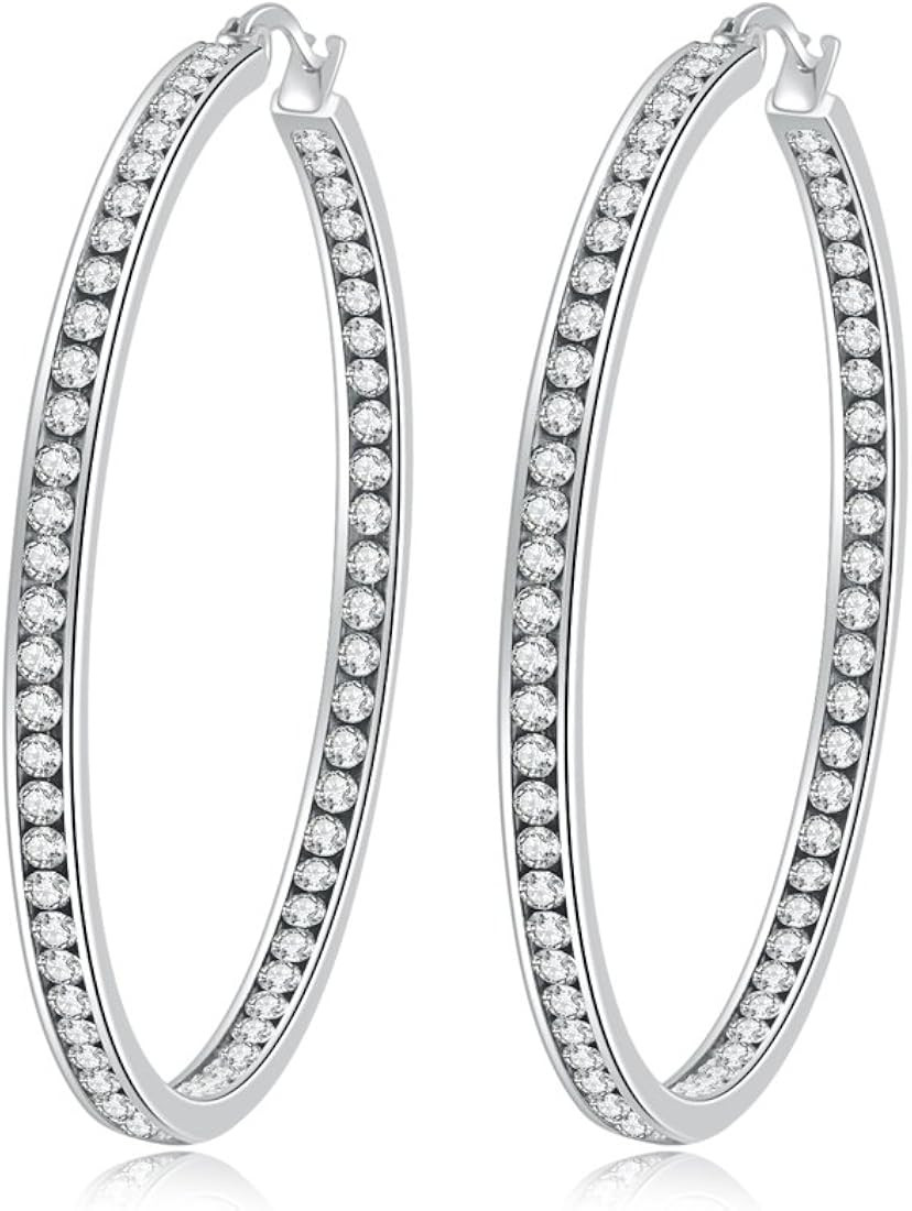 CiNily Mult-colors Crystal Stainless Steel Hoop Earring for Women Hypoallergenic Jewelry for Sens... | Amazon (US)
