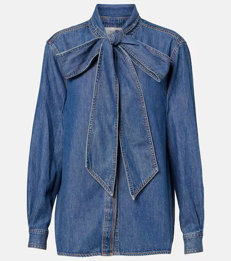 Secretary tie-neck denim blouse | Mytheresa (US/CA)