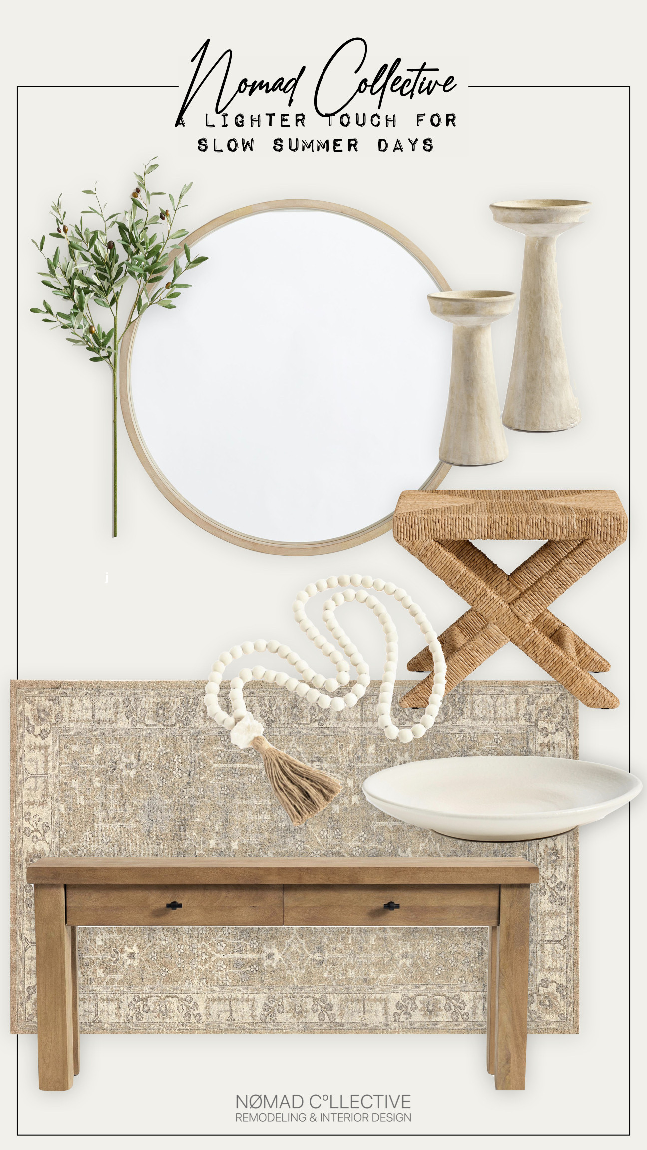 A neutral entryway with soft, calming tones offers a serene welcome. As you step inside, light, airy décor invites you to take a deep breath and unwind after a hot summer day. 

 #LTKSeasonal #LTKHome