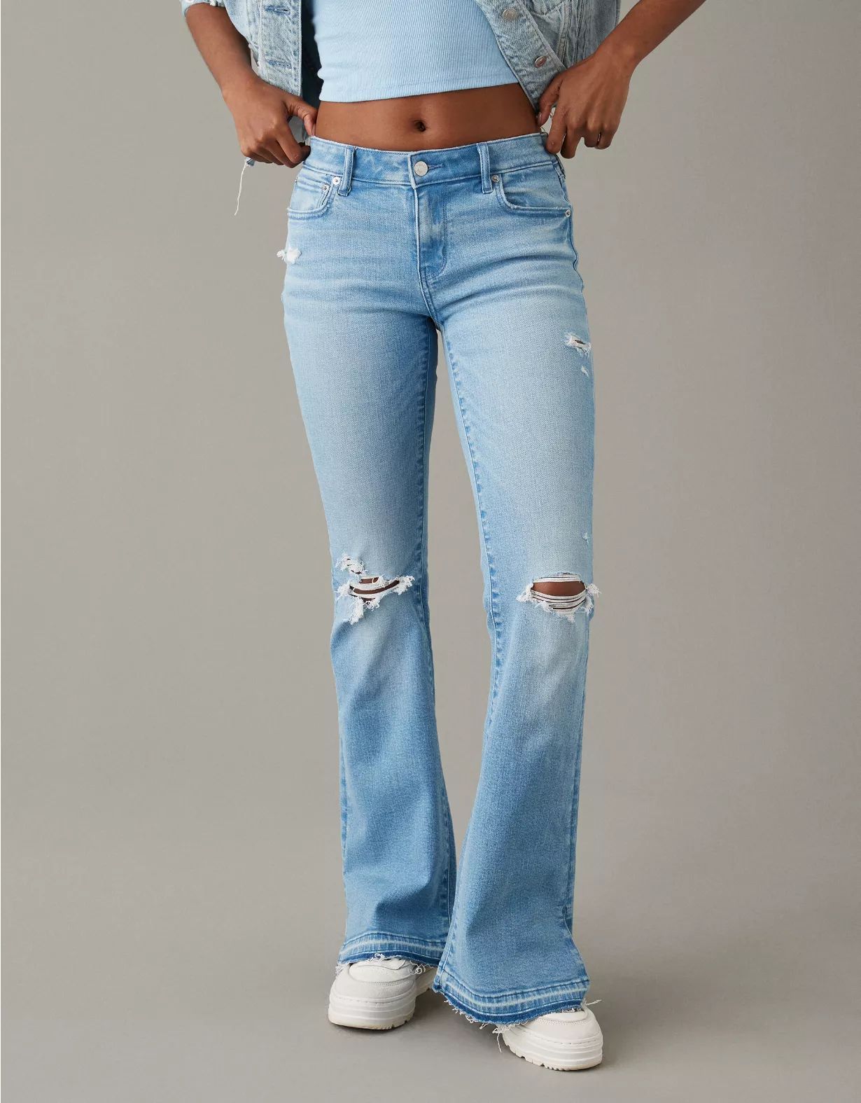 AE Stretch Low-Rise Flare Jean | American Eagle Outfitters (US & CA)