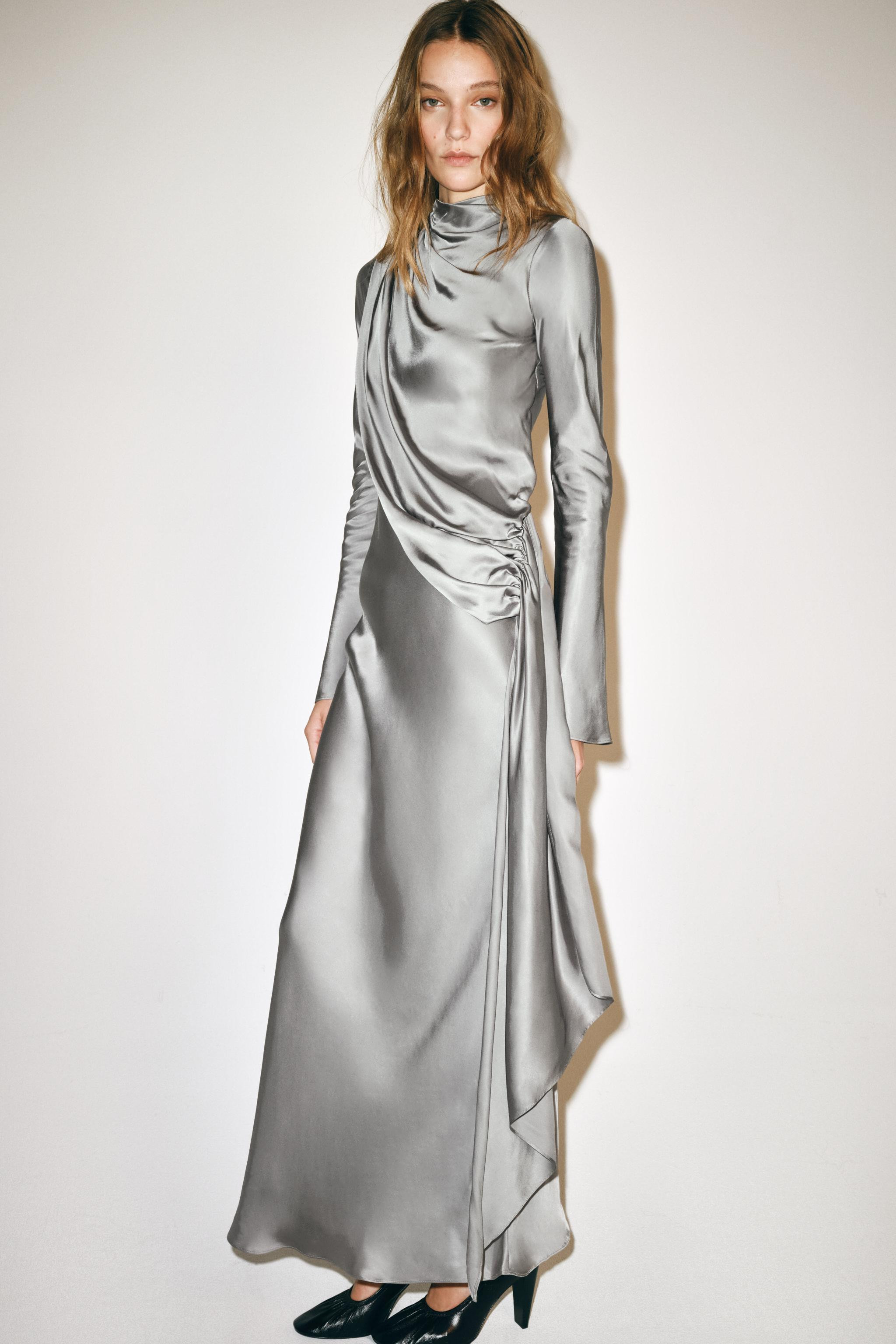 100% VISCOSE DRAPED MAXI DRESS | Zara US