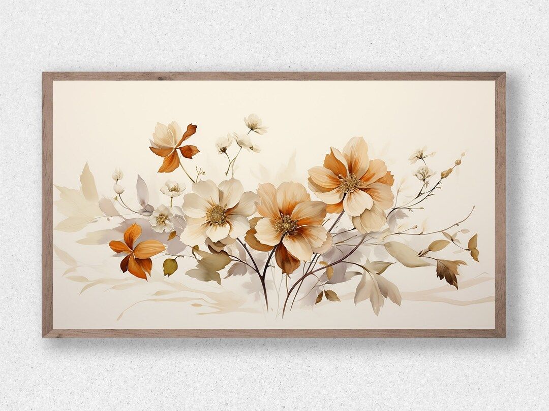 Samsung Frame TV Art, Flowers On Beige Background, Samsung Art TV, Digital Download for Samsung F... | Etsy (US)