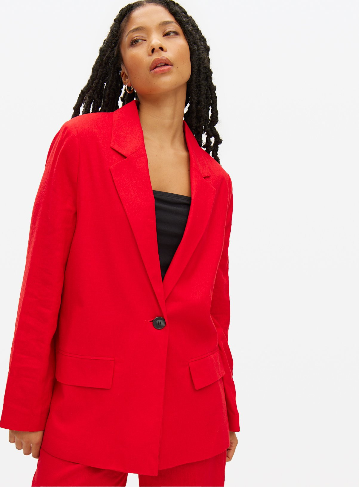 Red Relaxed Fit Linen Blend Co-ord Blazer | Tu Clothing
