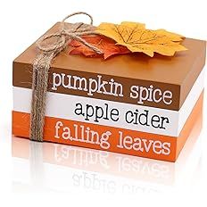 Fall Decor-Fall Tiered Tray Decor-Fall Decorations for Home Maple Pumpkin Wooden Book Stacks Autu... | Amazon (US)