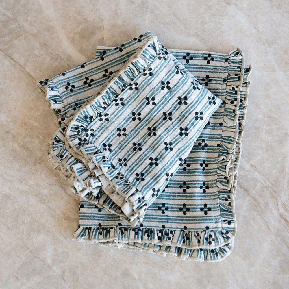 Block-Printed Ruffle Edge Kitchen Textiles | Roan Iris