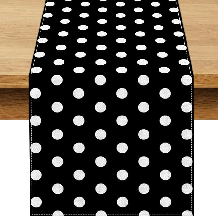 Black and White Polka Dot Table Runner Cartoon Birthday Party Decoration Baby Shower Dining Room ... | Amazon (US)