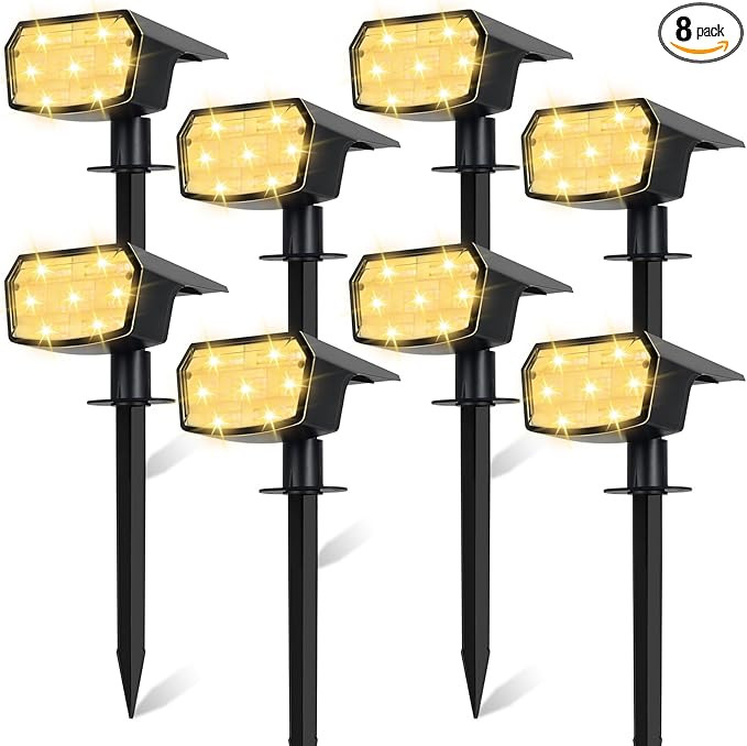 Sucolite 8-Pack Solar Spot Lights Outdoor Waterproof IP65, 3 Lighting Modes 2-in-1 Solar Landscap... | Amazon (US)