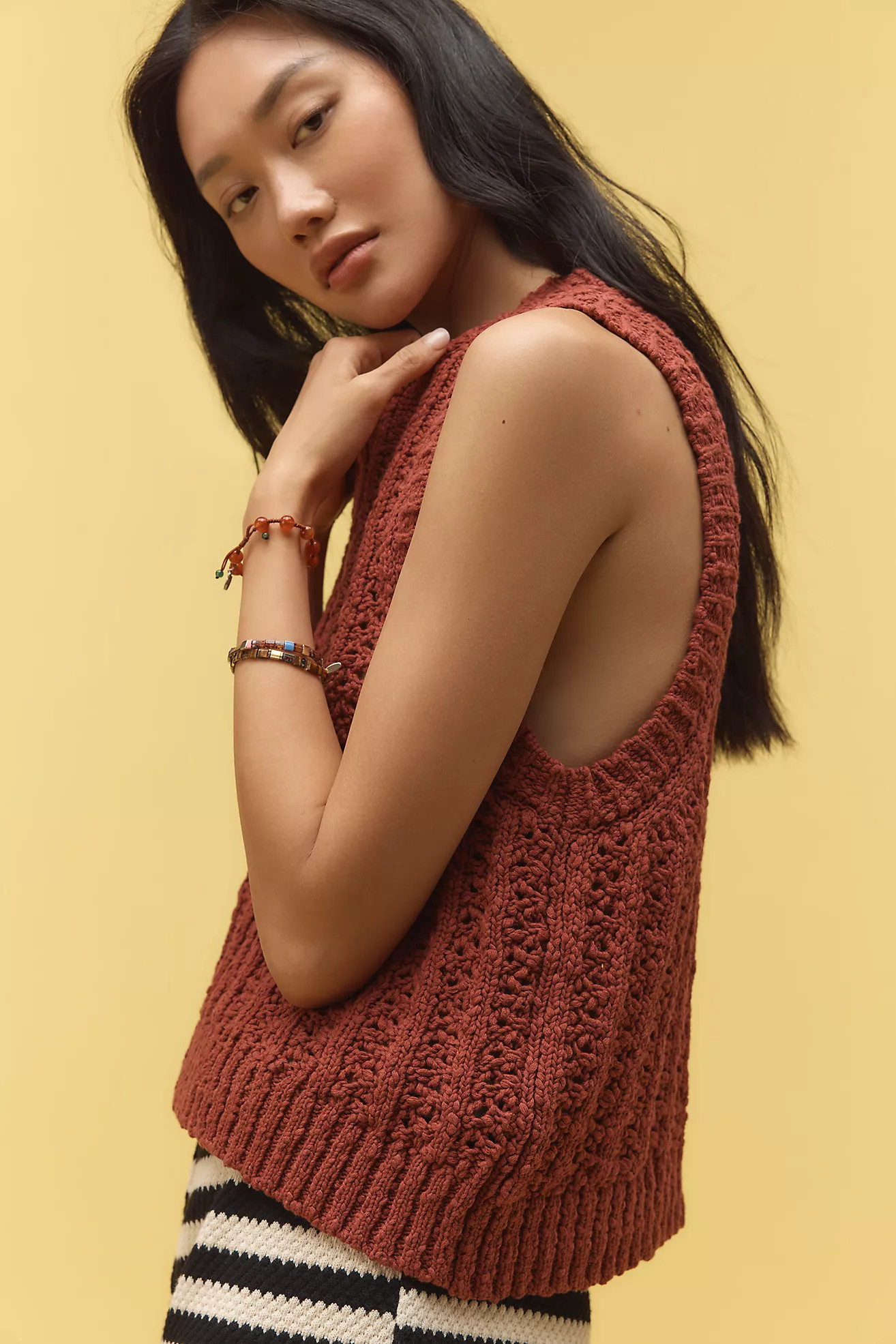 Pilcro Stitched Sleeveless Sweater Tank Top | Anthropologie (US)