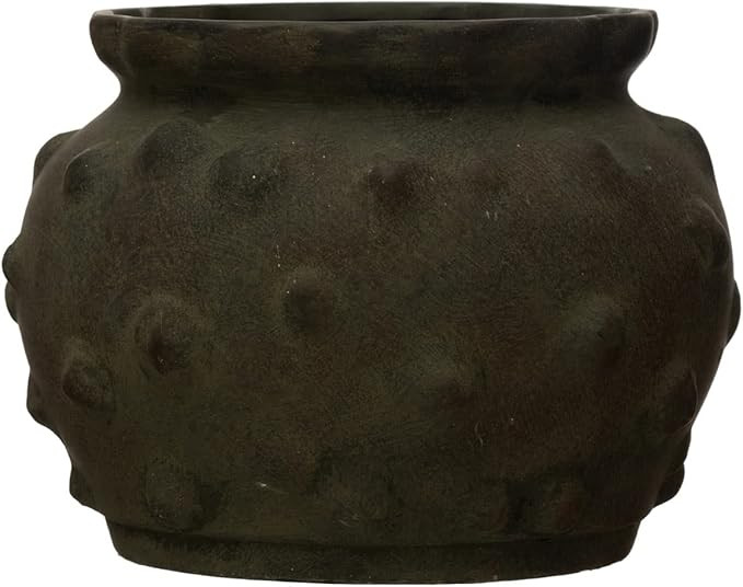 Creative Co-Op Terra-Cotta Raised Dots Vase, 11" L x 11" W x 9" H, Black | Amazon (US)
