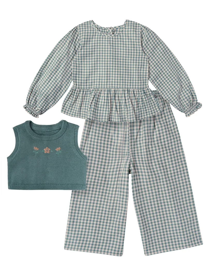 Modern Moments by Gerber Toddler Girl Outfit Set with Sweater Vest, 3-Piece, Sizes 12 Months - 5T | Walmart (US)