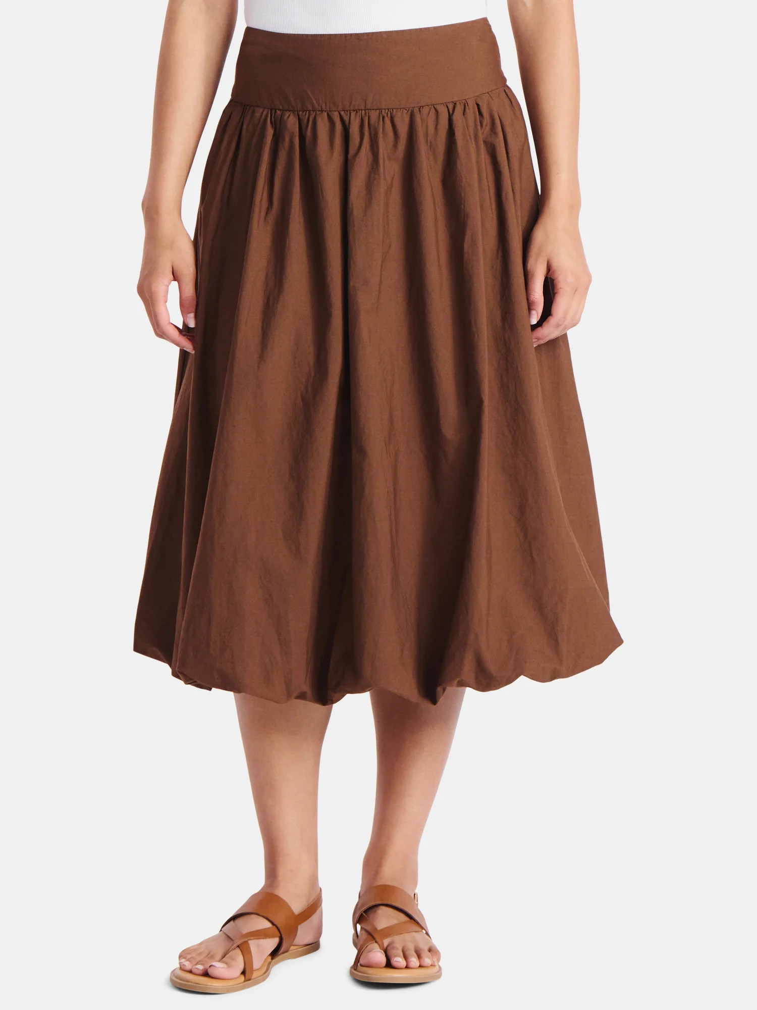 Time and Tru Women's Bubble Hem Midi Skirt, Sizes XS-XXXL | Walmart (US)
