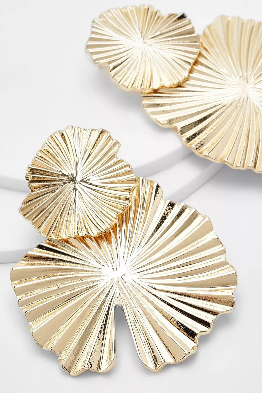 Polished Oversized Floral Earrings | Boohoo.com (UK & IE)