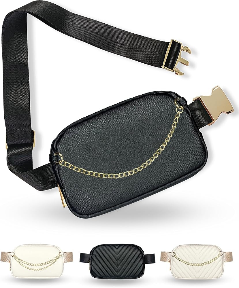 Boutique Luxury Chain Belt Bag | Crossbody Bag Leather Fanny Pack for Women Fashionable | Cute Ev... | Amazon (US)