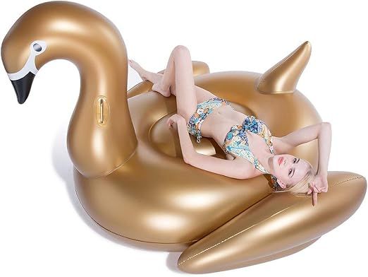 Jasonwell Giant Inflatable Pool Float - Golden Swan Pegasus Pool Floatie Summer Beach Swimming Ou... | Amazon (US)