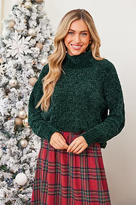 Green Diamond-Stitched Turtleneck SweaterHOT | Cupshe US