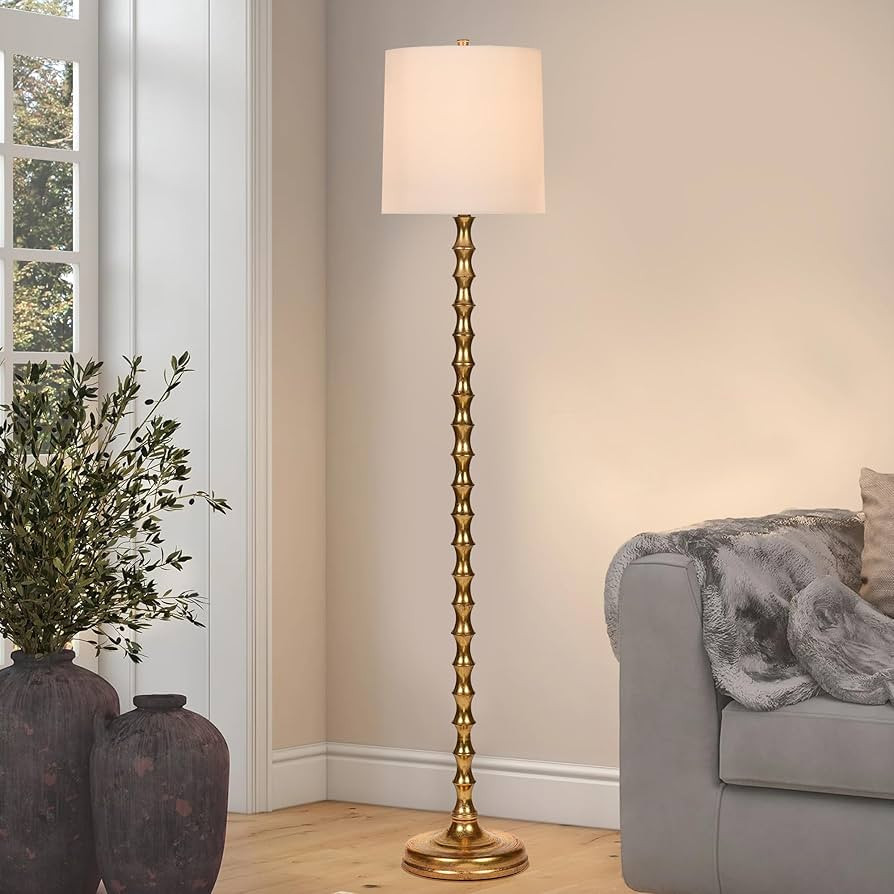 64.5" Gold Floor Lamp for Living Room, Gold Bamboo Floor Lamps for Bedroom, Tall Skinny Lamp for ... | Amazon (US)