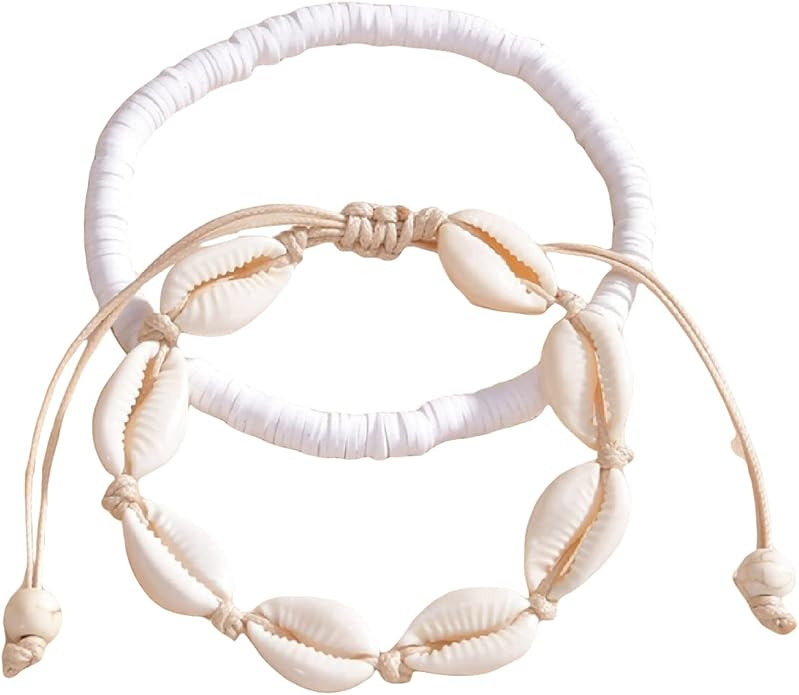 Verdusa Women's 2 Piece Ankle Bracelets Set Shell Anklet Chain Adjustable Foot Jewelry | Amazon (US)